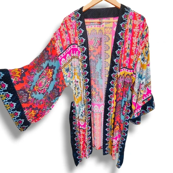 Anthropologie Zadie Velvet Floral Kimono Robe M/L